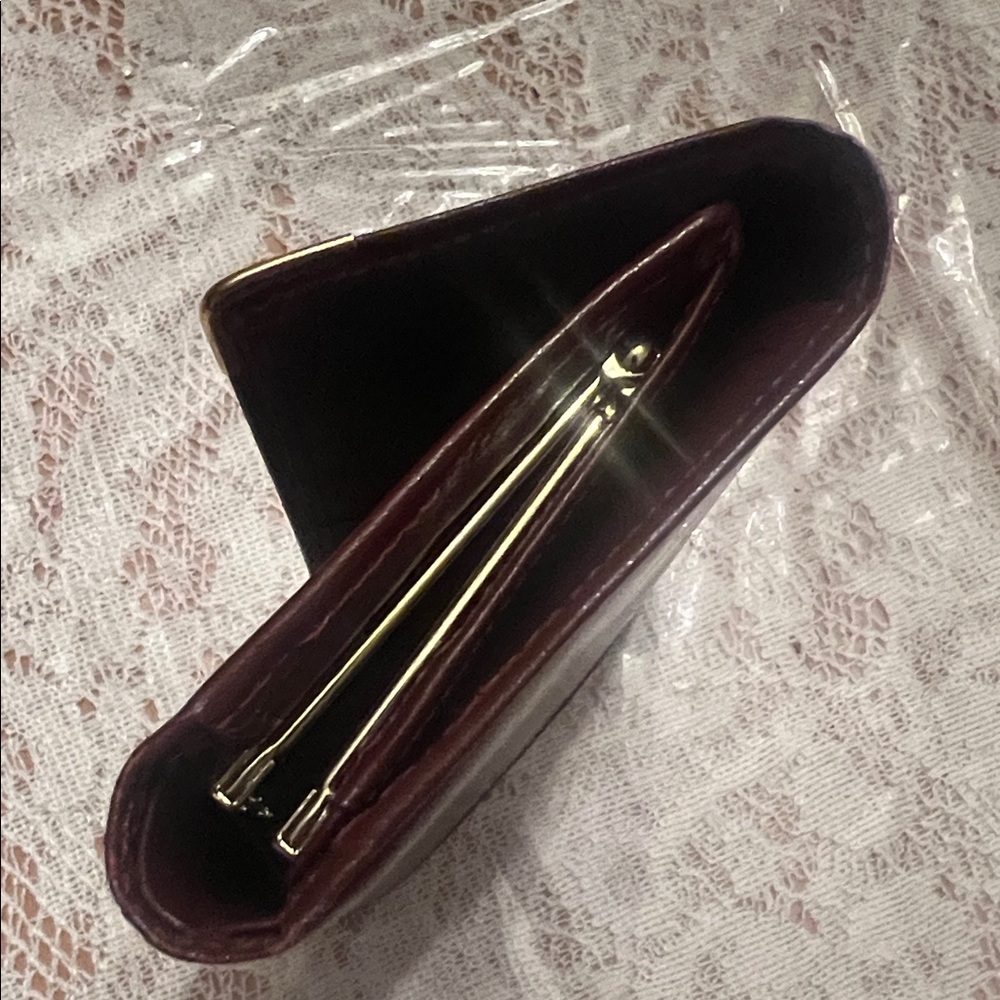 VINTAGE CARTIER kiss lock Burgundy Bordeaux Leather Clutch wallet leather - Picture 11 of 16